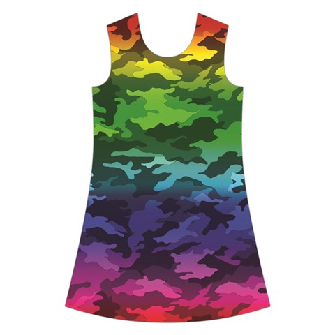 Rainbow Camouflage Kids  Short Sleeve Velvet Dress from ArtsNow.com Front