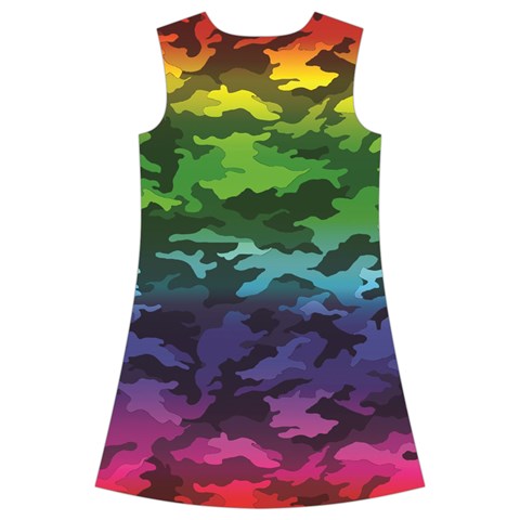 Rainbow Camouflage Kids  Short Sleeve Velvet Dress from ArtsNow.com Back