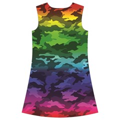 Rainbow Camouflage Kids  Short Sleeve Velvet Dress from ArtsNow.com Back