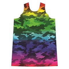 Rainbow Camouflage Shoulder Cutout Velvet One Piece from ArtsNow.com Front