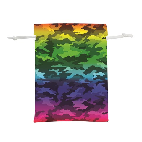 Rainbow Camouflage Lightweight Drawstring Pouch (L) from ArtsNow.com Front