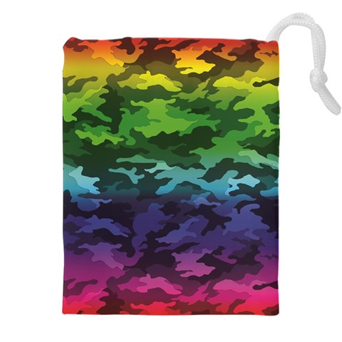 Rainbow Camouflage Drawstring Pouch (5XL) from ArtsNow.com Front