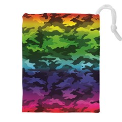 Rainbow Camouflage Drawstring Pouch (5XL) from ArtsNow.com Front
