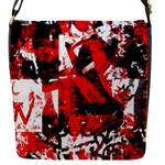 Red Graffiti Flap Closure Messenger Bag (S)