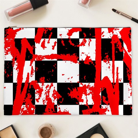 Checkerboard Splatter Cosmetic Bag (XXL) from ArtsNow.com Front