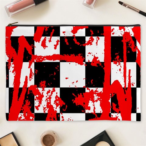 Checkerboard Splatter Cosmetic Bag (XXXL) from ArtsNow.com Front