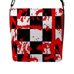 Checkerboard Splatter Flap Closure Messenger Bag (L)