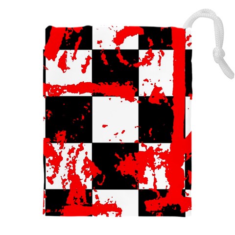 Checkerboard Splatter Drawstring Pouch (4XL) from ArtsNow.com Front