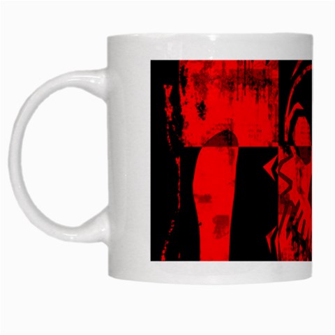 Red Grunge Skull White Mugs from ArtsNow.com Left