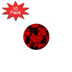 Red Grunge Skull 1  Mini Magnet (10 pack) 