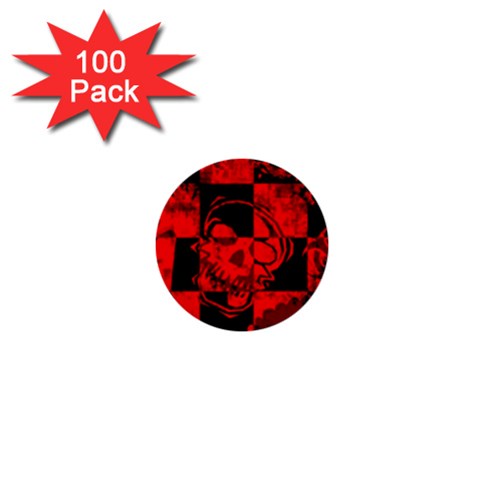 Red Grunge Skull 1  Mini Buttons (100 pack)  from ArtsNow.com Front