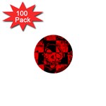 Red Grunge Skull 1  Mini Buttons (100 pack) 