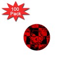 Red Grunge Skull 1  Mini Magnets (100 pack) 