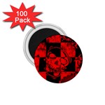 Red Grunge Skull 1.75  Magnets (100 pack) 