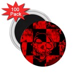 Red Grunge Skull 2.25  Magnets (100 pack) 