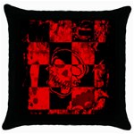 Red Grunge Skull Throw Pillow Case (Black)