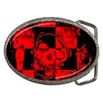 Red Grunge Skull Belt Buckles