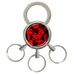 Red Grunge Skull 3-Ring Key Chain