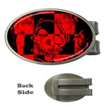 Red Grunge Skull Money Clips (Oval) 