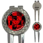 Red Grunge Skull 3-in-1 Golf Divots