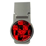 Red Grunge Skull Money Clips (Round) 