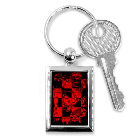 Red Grunge Skull Key Chain (Rectangle) from ArtsNow.com Front