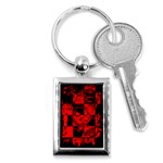 Red Grunge Skull Key Chain (Rectangle)