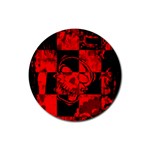 Red Grunge Skull Rubber Round Coaster (4 pack)