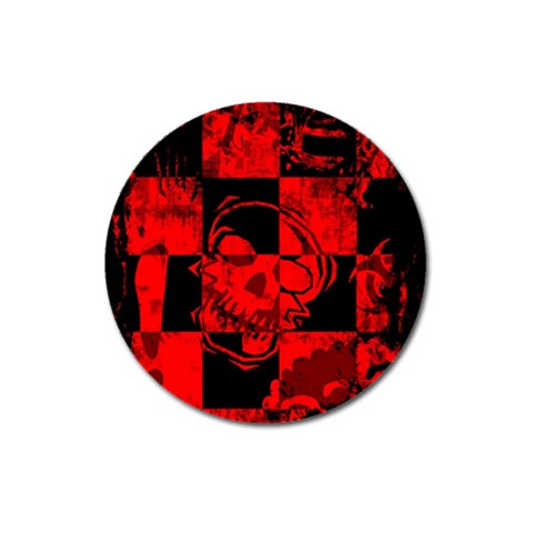 Red Grunge Skull Magnet 3  (Round) from ArtsNow.com Front