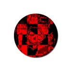 Red Grunge Skull Magnet 3  (Round)