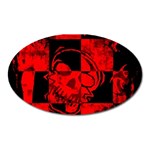 Red Grunge Skull Oval Magnet