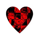 Red Grunge Skull Heart Magnet