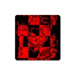 Red Grunge Skull Square Magnet