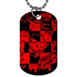 Red Grunge Skull Dog Tag (One Side)