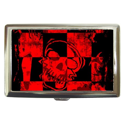 Red Grunge Skull Cigarette Money Case from ArtsNow.com Front
