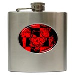 Red Grunge Skull Hip Flask (6 oz)