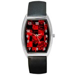 Red Grunge Skull Barrel Style Metal Watch