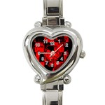 Red Grunge Skull Heart Italian Charm Watch