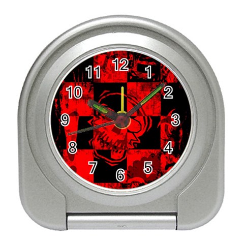 Red Grunge Skull Travel Alarm Clock from ArtsNow.com Front