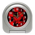 Red Grunge Skull Travel Alarm Clock