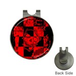 Red Grunge Skull Hat Clips with Golf Markers