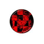 Red Grunge Skull Hat Clip Ball Marker (4 pack)