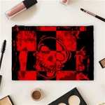 Red Grunge Skull Cosmetic Bag (Large)
