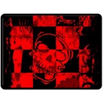 Red Grunge Skull Fleece Blanket (Large) 