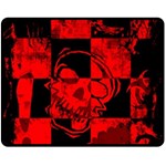 Red Grunge Skull Fleece Blanket (Medium) 