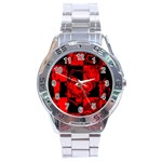 Red Grunge Skull Stainless Steel Analogue Watch