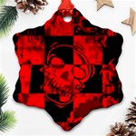 Red Grunge Skull Snowflake Ornament (Two Sides)