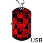 Red Grunge Skull Dog Tag USB Flash (One Side)