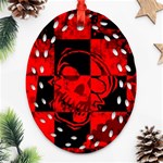 Red Grunge Skull Oval Filigree Ornament (Two Sides)