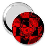 Red Grunge Skull 3  Handbag Mirrors